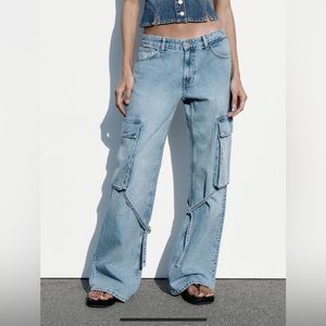 Zara Belt Loop Cargo Jeans NWT